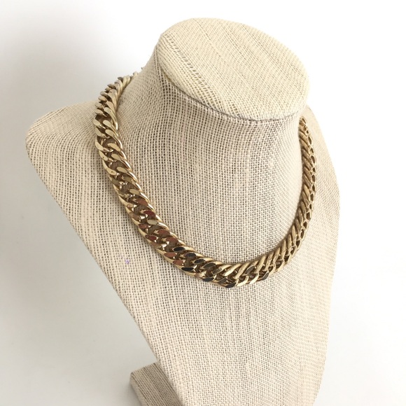 Chunky Gold Tone Chain Link Statement Choker Y2K Necklace Thick - Picture 3 of 12